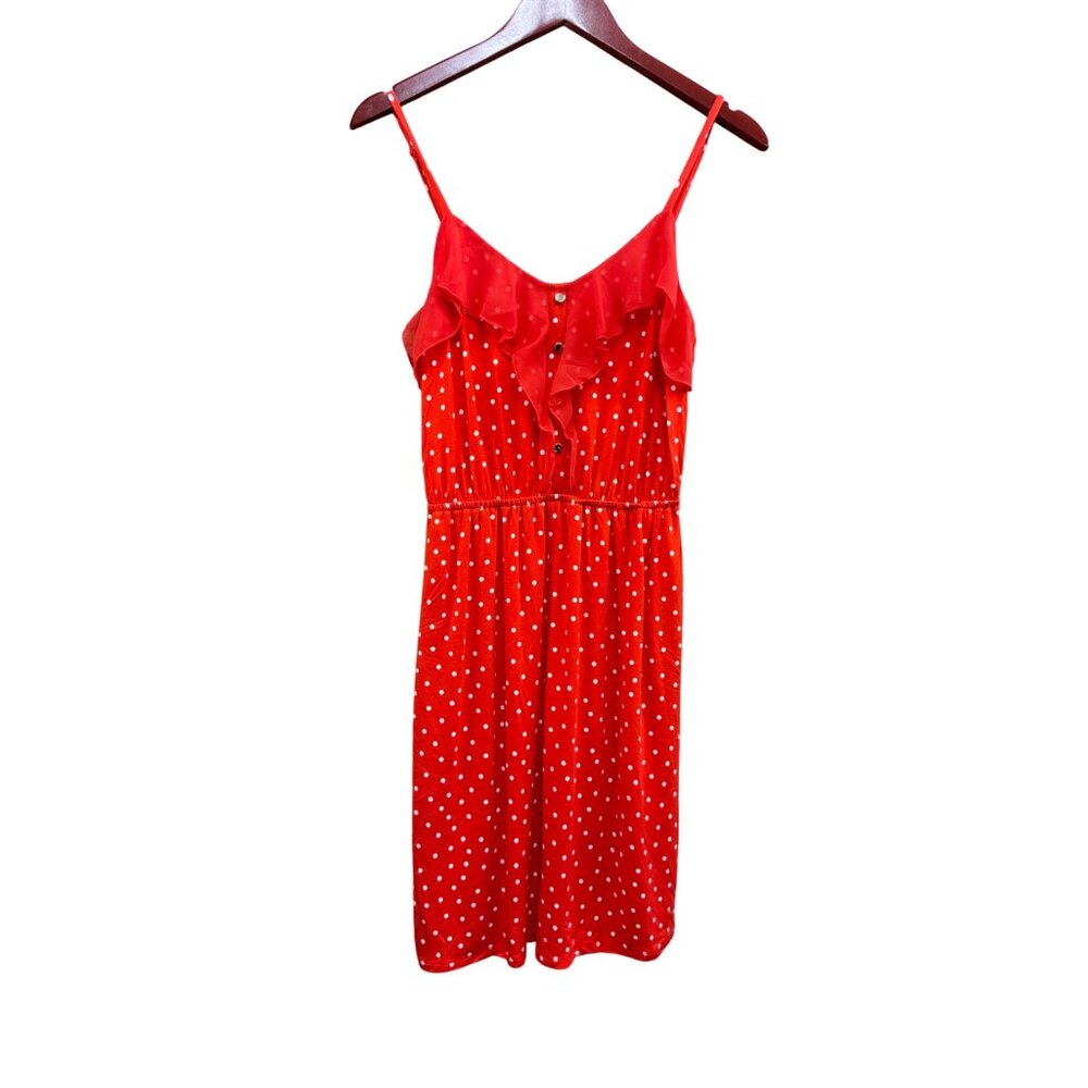 Red Polka Dot Ruffled Sundress Small By Elle
